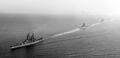2-я дивизия ЛК. Головной - USS Wisconsin, далее - USS Iowa, USS New Jersey, USS Missouri. Побережье Вирджинии, 7 июня 1954 г.