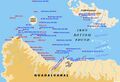 Карта пролива Железное Дно, с указанием места затопления USS Blue
