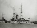 Izumo в Шанхае (сзади американский броненосный крейсер Rochester), 1932 год.