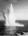 Столб воды от взрыва бомбы рядом с авианосцем HMS Illustrious. 10 января 1941 года