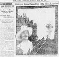 Вырезка из газеты "New York Tribune". Миссис Jerome Parker Crittenden на фоне спущенного на воду эсминца Jacob Jones (30 мая 1915 г.)