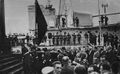 Вынос гроба с телом короля Александра с борта Dubrovnik в Сплите. Кормовой мостик и антенна радиопеленгатора.