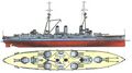Схема IJN Kawachi, 1912 г.