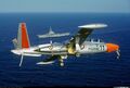 Учебно-тренировочный самолет Fouga CM.175 Zéphyr в полете - обратите внимание на V-образное оперение