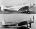 2 фотографии, показывающие внешние различия между Northrop BT и прототипом Douglas SBD Dauntless