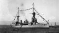 Линейный крейсер HMS New Zealand в Сиднее, во время визита четы Джеллико. Жилая пристройка у носовой надстройки, 1919 г.
