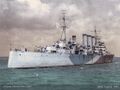 Ретушированная в цвете фотография крейсера Norfolk.