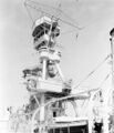 Носовая надстройка крейсера USS Omaha с приборами управления огнем и электронным оборудованием. Верфь ВМС, Пьюджет саунд, 29 августа 1933 г.