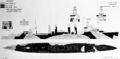 Схема камуфляжа Ms-32/1D крейсеров типа Omaha (использовалась на USS Raleigh и др.), 9 августа 1943 г. Правый борт, вид сверху, надстройки. Копия подлинного эскиза