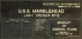 Легкий крейсер USS Marblehead, 1942 г. Обложка «U.S.S. Marblehead. General plans». Копия подлинного чертежа
