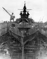 Кормовая часть линкора USS Pennsylvania в плавдоке ABSD-2, октябрь 1944 г.