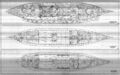 Линкор USS Arizona, 1928 г. Планы третьей и промежуточной палуб, первой и второй платформой.