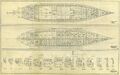 Линкор USS Arizona, 1928 г. Планы третьей платформы, трюма и второго дна.