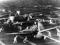 Истребители A6M Zero готовятся к взлету с палубы авианосца IJN Shōkaku