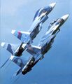 Опытный Су-27КУБ в совместном полёте с серийным истребителем Су-33 (борт.№ красный 88)