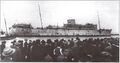Поврежденный HMS Carnarvon Castle в Монтевидео