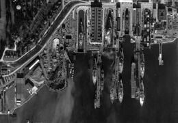 Вид с вверху на Puget Sound Naval Shipyard 1940