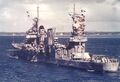 USS Quincy на Новой Каледонии, перед отправлением к Гуадалканалу. Снимок сделан 3 августа 1942 г., за шесть дней до гибели крейсера.