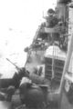 Вид с мостика на среднюю часть правого борта Scipione Africano, 5 марта 1944 г. Видны вентиляционная шахта КО №2, площадки 20-мм автомата и прожектора у второй дымовой трубы.