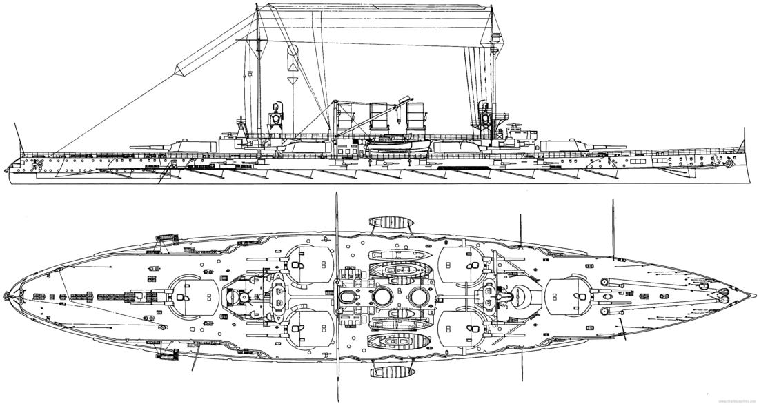 Схема линкора SMS Ostfriesland по состоянию на 1911 год