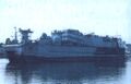 Перевод РКВП «Самум» с Балтийского на Черное море по внутренним путям, 2002 г. Мачта и антенны РЛС демонтированы и уложены на палубе для снижения высоты корабля и обеспечения возможности прохода под мостами