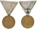 Памятная медаль Морского похода 1910-1912 годов со вторым вариантом ленты. Аверс и реверс.