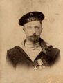 Илья Павлович Сырельщиков (1879 - 1950) служил машинным содержателем на канонерской лодке «Кореец». Фото 1906 года.