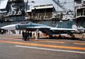Су-33 (борт.№ красный 87) на палубе авианосного крейсера во время боевой службы в Средиземном море, 1996 год