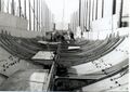Корпус TCG Adatepe на начальной стадии постройки, 1930 г. Структура поперечного набора носовой оконечности.