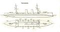 Схема крейсера «Такасаго» из справочника T.Brassey. The Naval Annual. Portsmouth — 1902 г