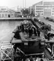 Ремонт носовых башен крейсера USS Boise на верфи ВМС в Филадельфии, конец 1942 г.