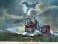 USS Columbia в океане в штиль. Автор картины неизвестен