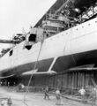 Крейсер USS Detroit перед спуском на воду. Верфь «Bethlehem Steel Company», Куинс, 29 июня 1922 г.