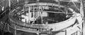 Сборка барбета 406-мм башни №2 линкора USS Illinois. Коническое основание и пол погреба зарядов.