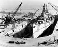 Линкор USS Iowa в доке Сан-Франциско, 1950-е гг.