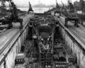 Постройка корпуса линкора USS Kentucky. Военно-морская верфь, Норфолк, февраль 1946 г.
