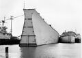 Корпус линкора USS Kentucky без носовой части. Военно-морская верфь, Норфолк, 24 октября 1956 г.