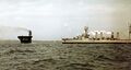 Легкий крейсер USS Marblehead и авианосец USS Franklin. Нью-Йорк, 28 апреля 1942 г.