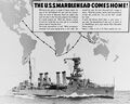 Постер рекрутинга на возвращающийся в США крейсер USS Marblehead.