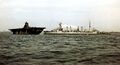 Легкий крейсер USS Marblehead и авианосец USS Franklin. Нью-Йорк, 28 апреля 1942 г.