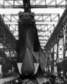 Корпус линкора USS Missouri начал движение по стапелю. Верфь Нью-Йорка, 29 января 1944 г.