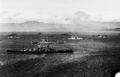 3-й флот на фоне горы Фудзияма, 28 августа 1945 г. Линкор USS Missouri, далее - HMS Duke of York, HMS King George V и USS Colorado.