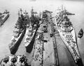 Линкор USS Missouri, тяжелые крейсера USS Albany и USS Macon. Норфолк, 1951 г.