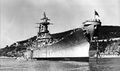 Линкор USS Missouri, стоящий на якоре в Вильфранш-сюр-Мер, Лазурный берег, 1948 год.