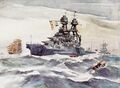 Флагман флота - линкор USS Pennsylvania. Рисунок лейтенанта Arthur Beaumont, 1934 г.