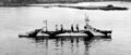 Легкий крейсер USS Raleigh в камуфляже Ms-32/1d. о.Атту, 6 сентября 1944 г.