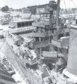 USS San Francisco во время модернизации 1942 года. Вид на носовую часть корабля.