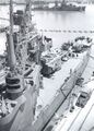 USS San Francisco во время модернизации 1942 года. Вид на ангар и корму крейсера.