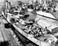 USS San Francisco во время модернизации 1944 года. Вид на корму крейсера