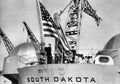 Спуск флага при выводе в резерв линкора USS South Dakota. Филадельфия, 31 января 1947 г.